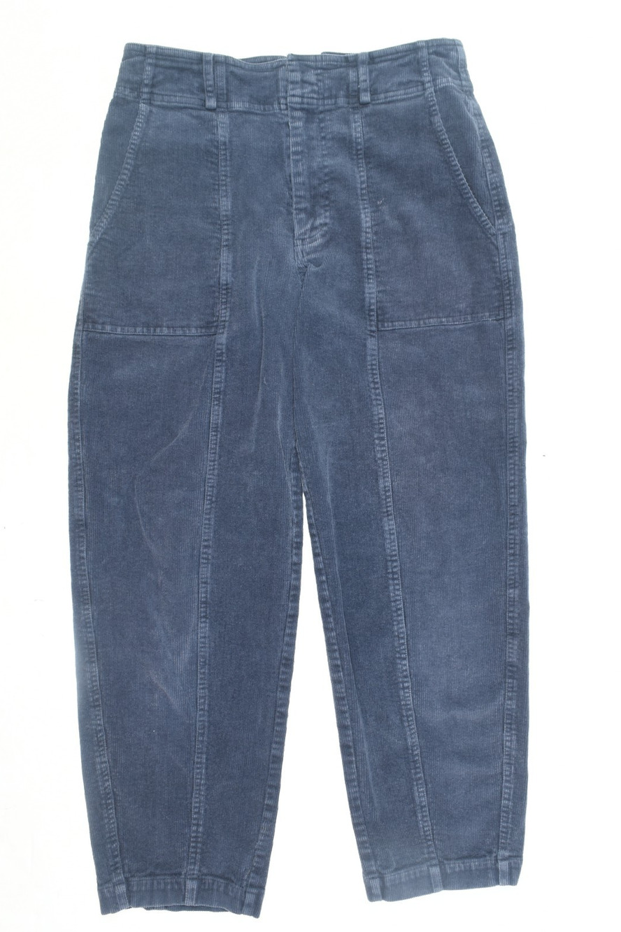 APIECE APART Corduroy Pants Womens 2 Blue High-Rise Cropped Slim Tapered Fit